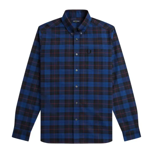 Fred Perry , Casual Oxford Tartan Shirt ,Blue male, Sizes: