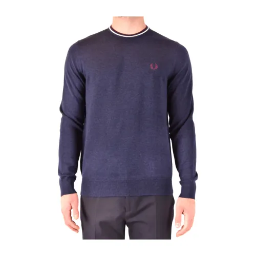 Fred Perry , Casual Purple Sweater ,Blue male, Sizes: