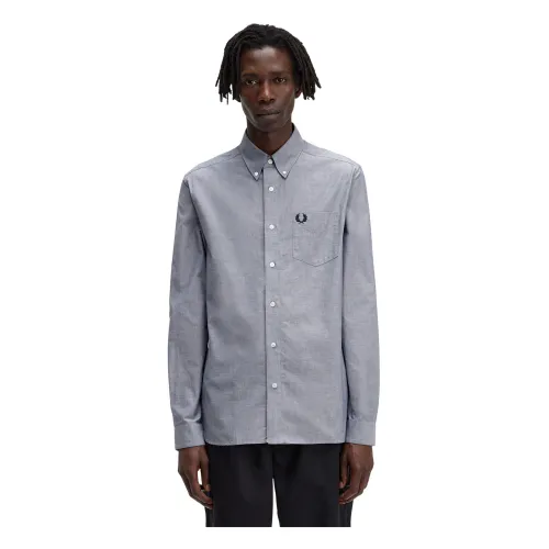 Fred Perry , Casual Shirt with Button-Up Collar ,Gray male, Sizes: