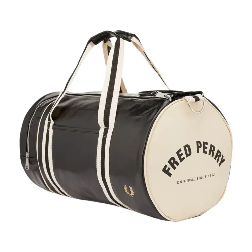 Fred Perry , Classic Barrel Bag in Black Ecru ,Black unisex, Sizes: ONE SIZE
