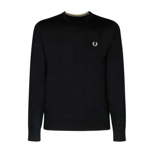 Fred Perry , Classic Black Sweater ,Black male, Sizes: