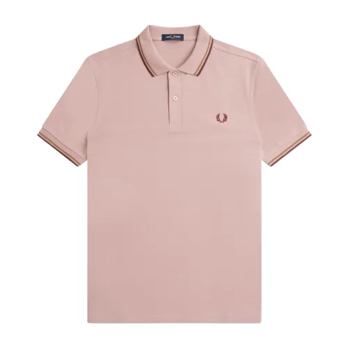 Fred Perry , Classic Cotton Polo with Double Stripe ,Pink male, Sizes: