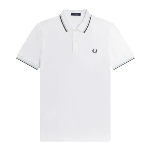 Fred Perry , Classic Cotton Polo with Double Stripe ,White male, Sizes: