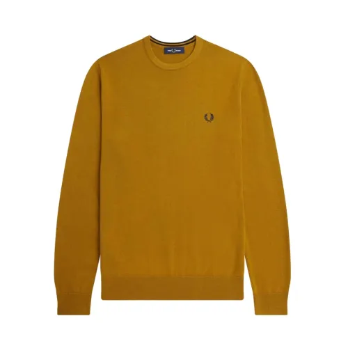 Fred Perry , Classic Crew Neck Jumper ,Brown male, Sizes: