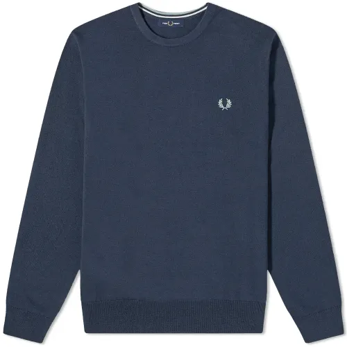 Fred Perry , Classic Crew Neck Jumper in Shaded Navy ,Blue male, Sizes: