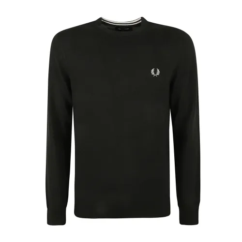 Fred Perry , Classic Crew Neck Sweaters ,Green male, Sizes: