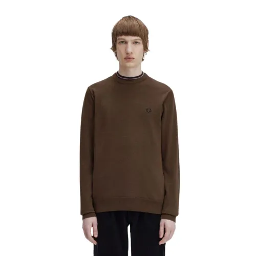 Fred Perry , Classic Crewneck Sweater ,Brown male, Sizes: