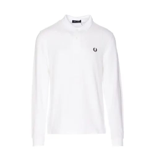 Fred Perry , Classic Long Sleeve Polo Shirt ,White male, Sizes: