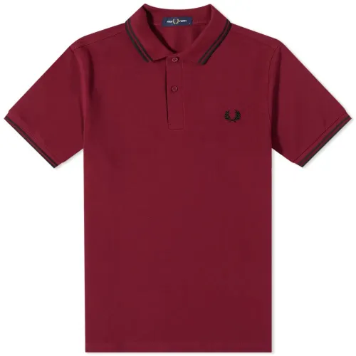 Fred Perry , Classic Slim Fit Twin Tipped Polo Shirt ,Red male, Sizes: