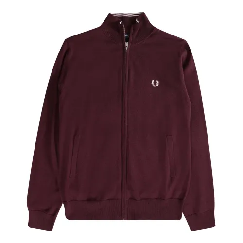 Fred Perry , Classic Wool Blend Zip Cardigan ,Purple male, Sizes: