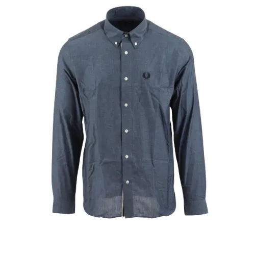 Fred Perry , Clear Blue Casual Shirt for Men ,Blue male, Sizes:
