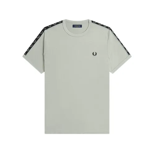 Fred Perry , Contrast Sleeve Track Tape Shirt ,White male, Sizes: