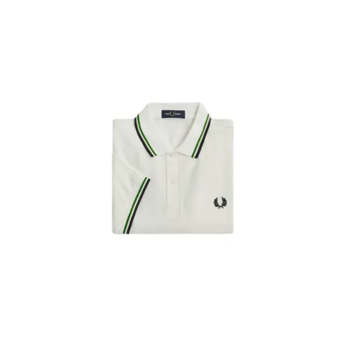 Fred Perry , Contrast Striped Cotton Polo Shirt ,White male, Sizes:
