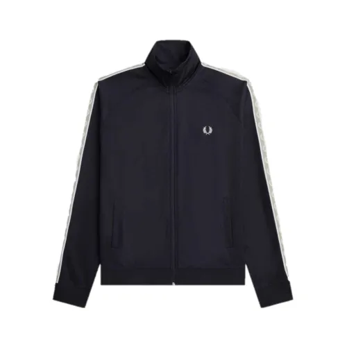 Fred Perry , Contrast Tape Track Jacket ,Blue male, Sizes: