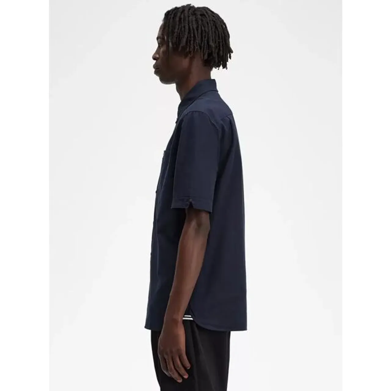 Fred Perry Cotton Short Sleeve Oxford Shirt - 608 Navy - Male