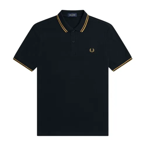 Fred Perry , Double Stripe Polo Shirt M3600 ,Blue male, Sizes: