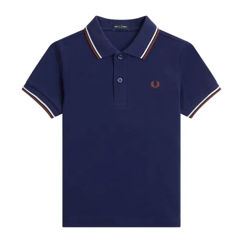 Fred Perry , Fred Perry Slim Fit Twin Tipped Polo Dark ultramarine blue, Ecru Whiskey brown