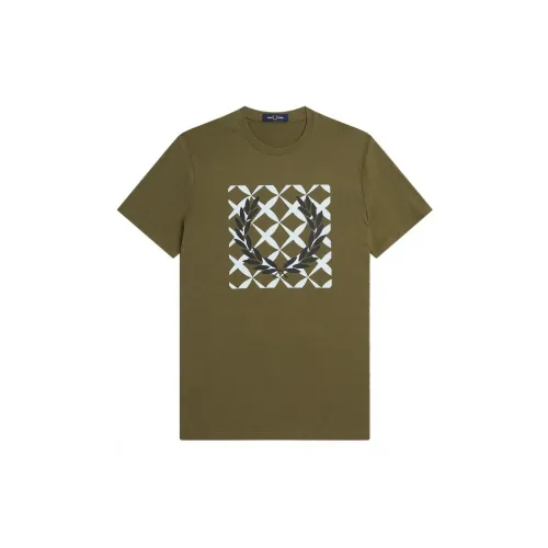 Fred Perry , Graphic Logo Cotton T-Shirts ,Green male, Sizes: