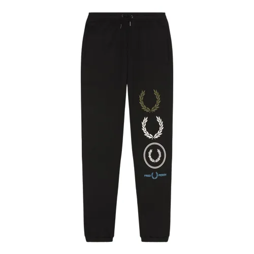 Fred Perry , Graphic Sweatpants, Stand Out ,Black male, Sizes: