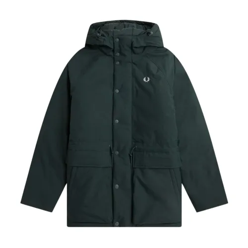 Fred Perry , Green Hooded Jacket ,Green male, Sizes: