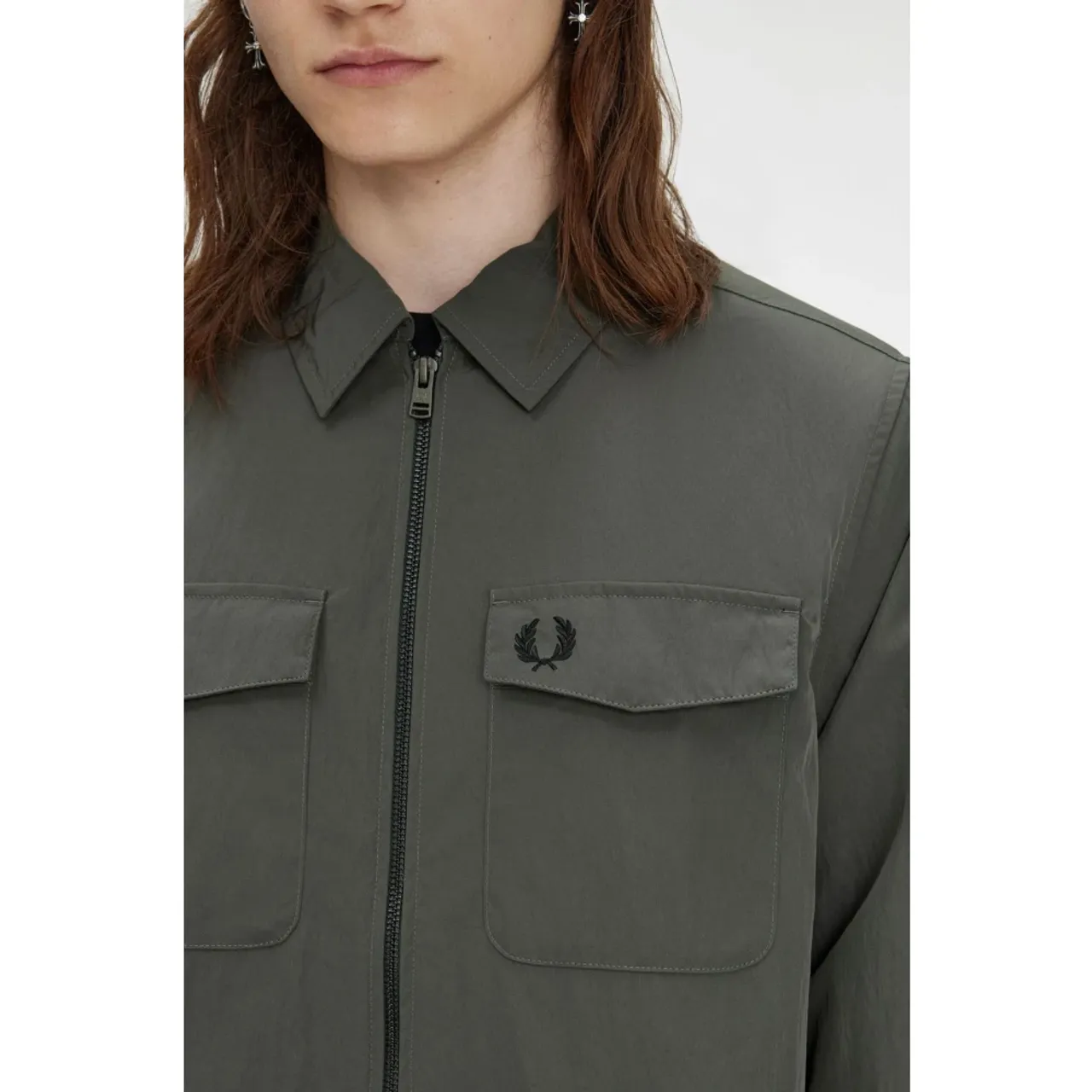 Fred Perry , Green OverShirt Jacket ,Green male, Sizes: