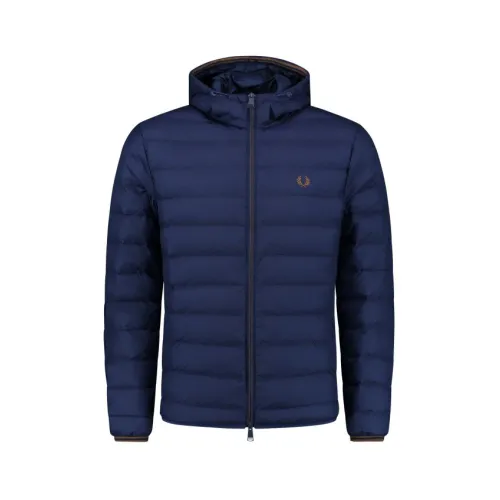 Fred Perry , Hooded Insulated Jacket Blue ,Blue male, Sizes: