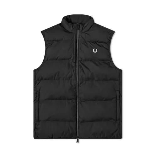 Fred Perry , Insulated Gilet with Zipper ,Black male, Sizes:
