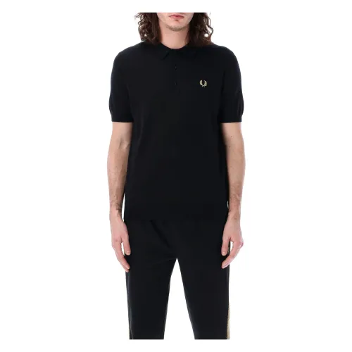 Fred Perry , Knit Polo Shirt ,Black male, Sizes: