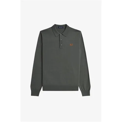Fred Perry Knitted Long Sleeve Polo Shirt - Green