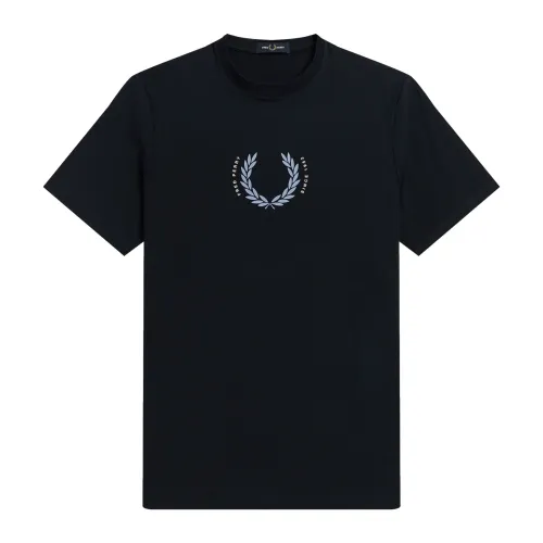Fred Perry , Laurel Wreath Graphic Tee ,Blue male, Sizes: