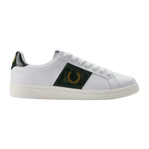 Fred Perry , Leather Tennis Shoes with Laurel Crown Detail ,White male, Sizes:
