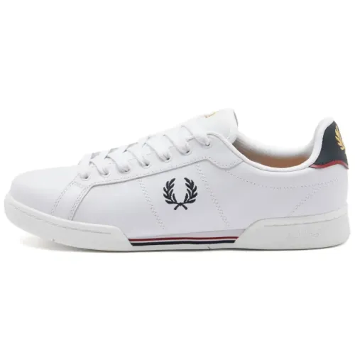 Fred Perry , Leather Tennis Sneaker with Contrast Heel and Trim ,White male, Sizes: