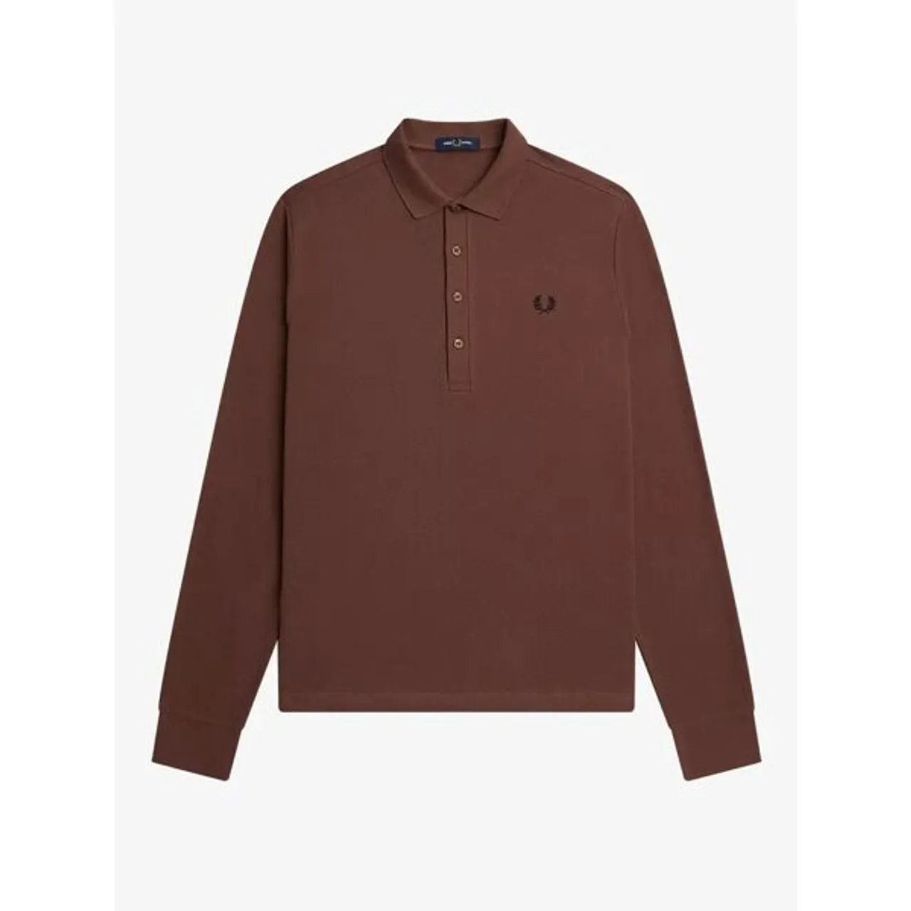 Fred Perry Long Sleeve Cotton Polo Shirt, Whiskey Brown - Whiskey Brown - Male