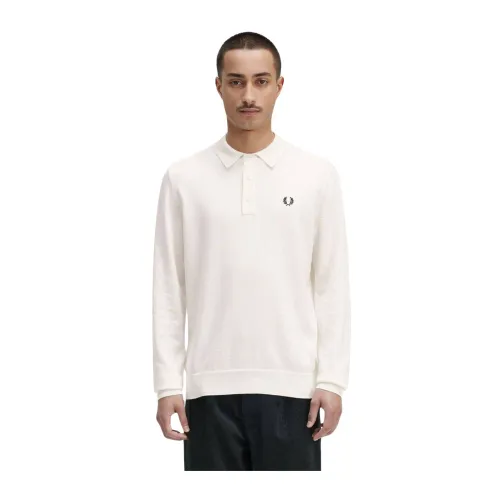 Fred Perry , Long Sleeve Knit Polo ,Beige male, Sizes: