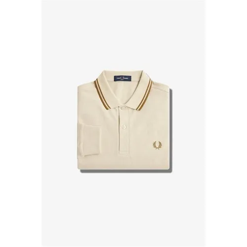 Fred Perry Long Sleeve Twin Tipped Polo Shirt - Beige