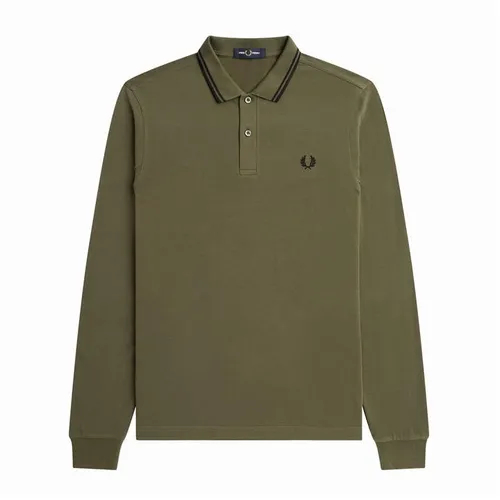 Fred Perry Long Sleeve Twin Tipped Polo Shirt - Green