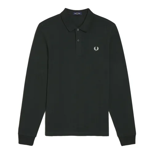 Fred Perry , Long Sleeved Twin Tipped Polo in Night Green ,Green male, Sizes: