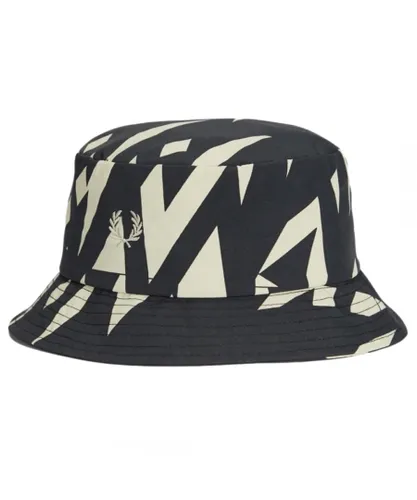 Fred Perry Mens Abstract Print Black Bucket Hat - One