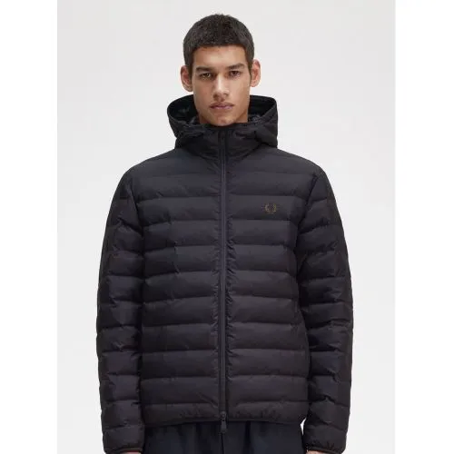 Fred Perry Mens Black Hooded Insulated Jacket