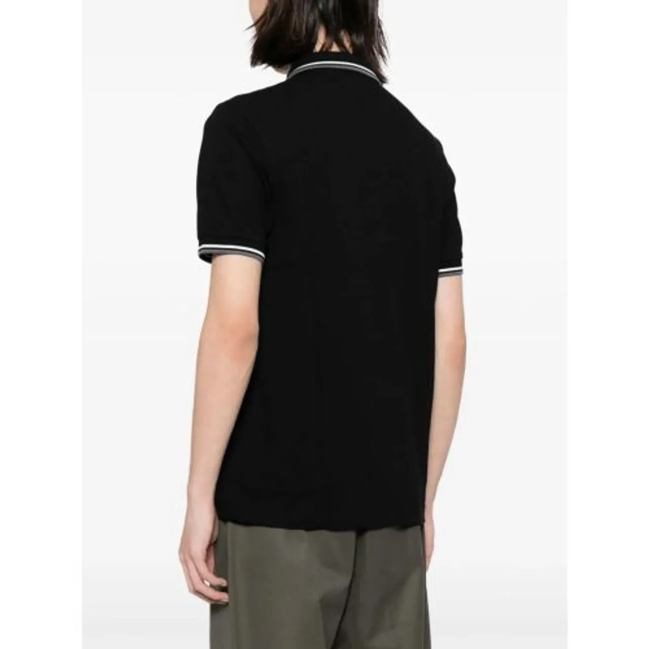 Fred Perry Mens Black Snow White Warm Grey Twin Tipped Polo Shirt