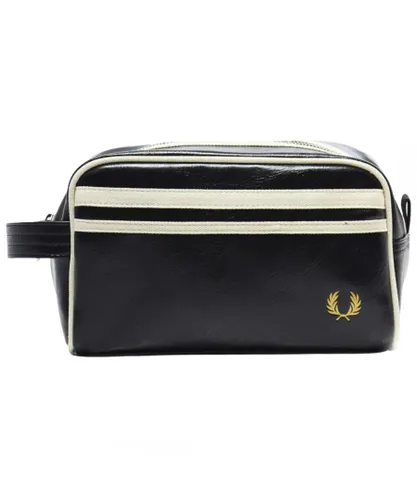 Fred Perry Mens Classic Branded PU Washbag Black Bag - One Size