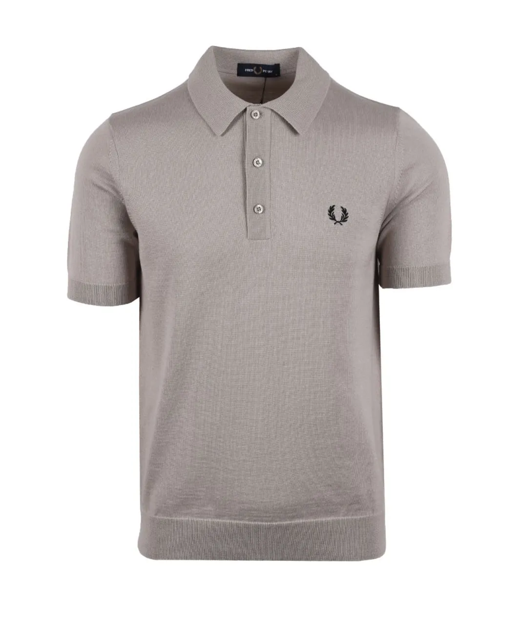 Fred Perry Mens Classic Kitted Polo Shirt Dark Oatmeal - Beige