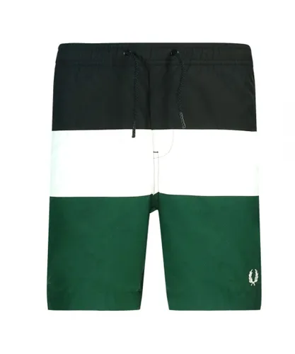 Fred Perry Mens Colour Block S8510 426 Green Swim Shorts