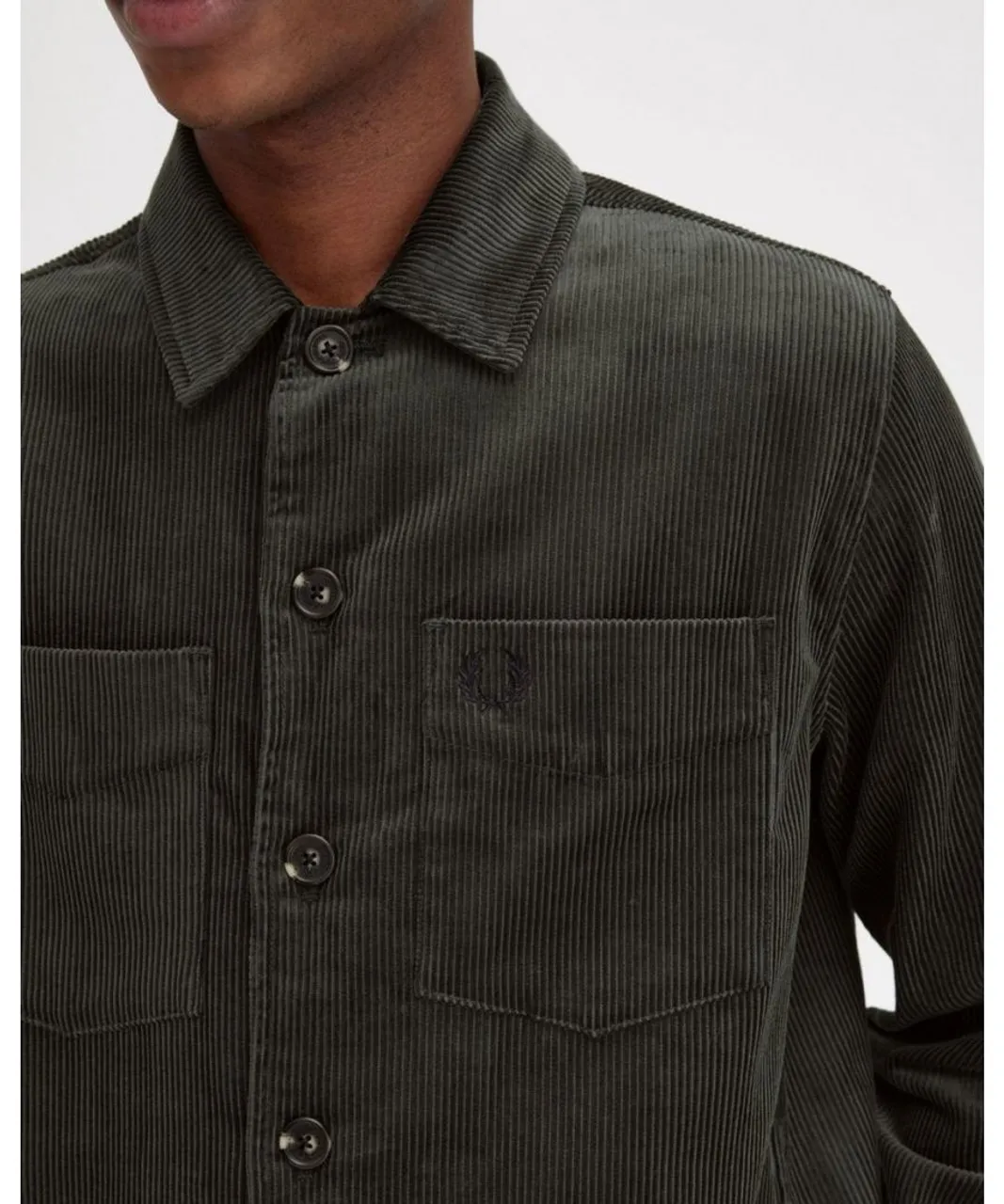 Fred Perry Mens Corduroy Overshirt - Green