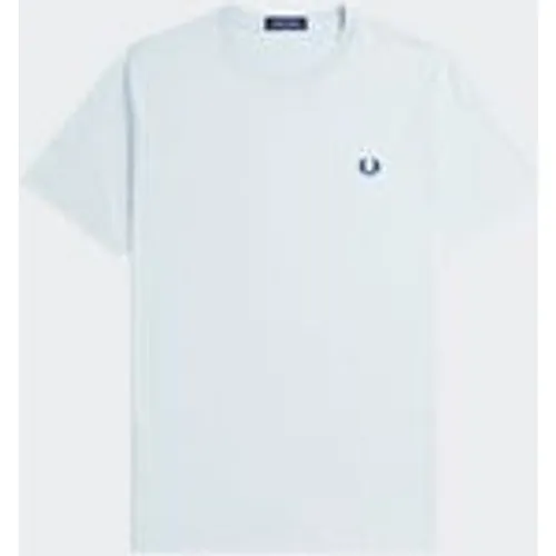 Fred Perry Men's Crew Neck T-Shirt in Light Ice / Midnight Blue