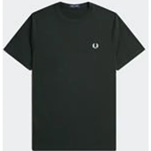 Fred Perry Men's Crew Neck T-Shirt in Night Green / Snow White