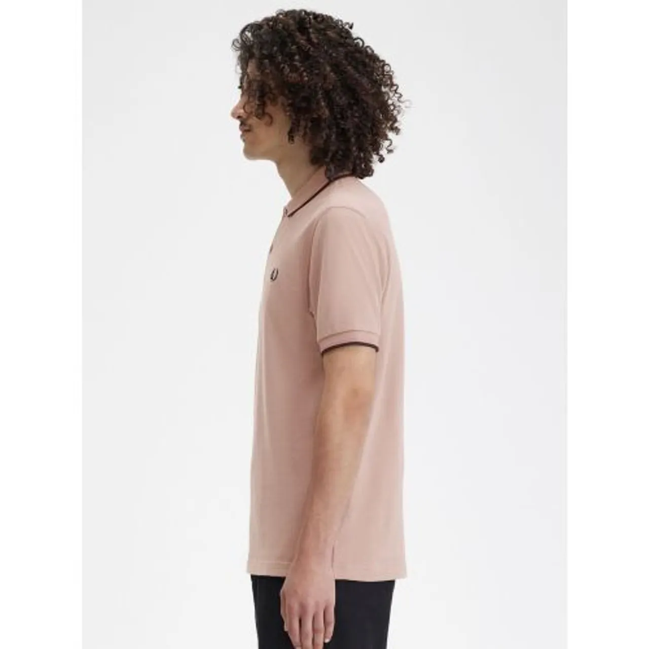 Fred Perry Mens Dark Pink Dusty Rose Pink Black Twin Tipped Polo Shirt