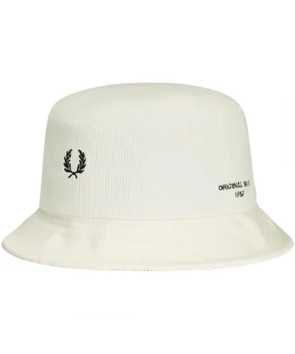 Fred Perry Mens Dual Branded Ecru Cream Cord Bucket Hat - One