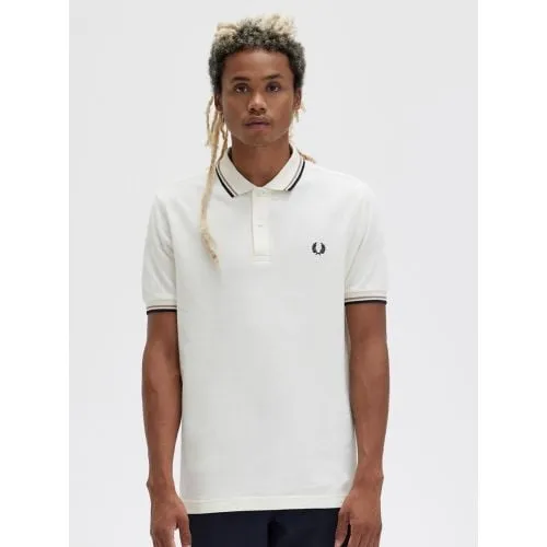 Fred Perry Mens Ecru Twin Tipped Polo Shirt