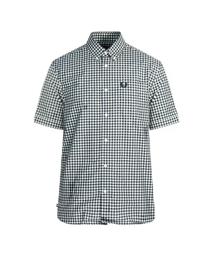 Fred Perry Mens Gingham Blue Casual Shirt Cotton